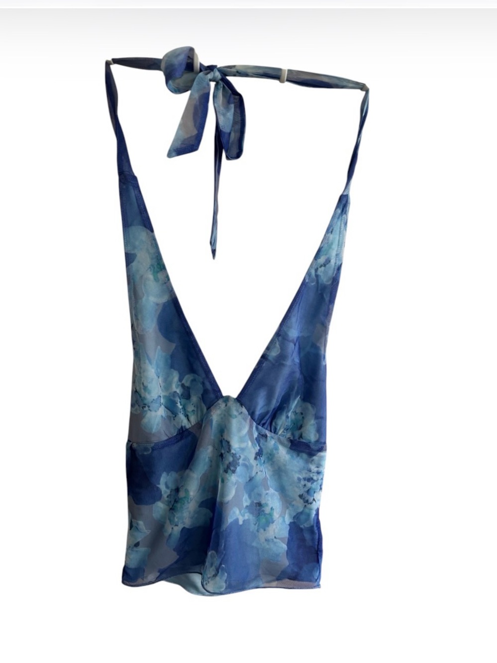 Tiger Mist Blue Floral Halter Top